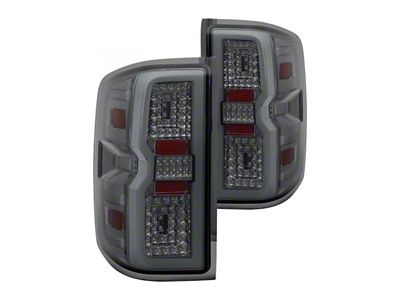 Light Bar LED Tail Lights; Chrome Housing; Smoked Lens (14-18 Silverado 1500 w/ Factory Halogen Tail Lights)