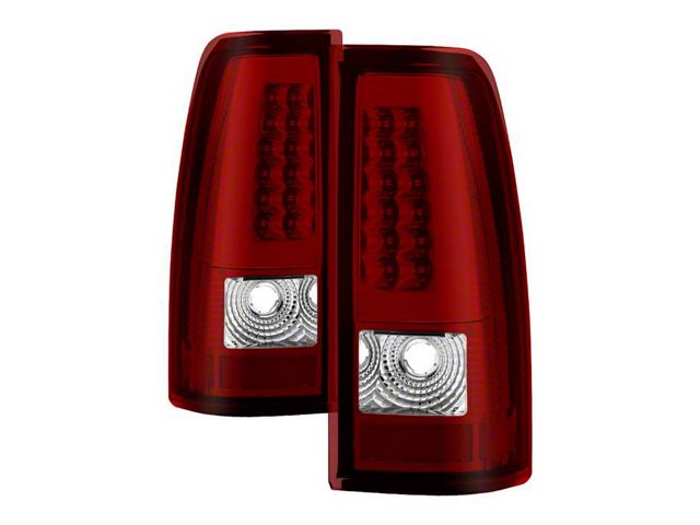 Light Bar Style LED Tail Lights; Chrome Housing; Red Clear Lens (99-02 Silverado 1500 Fleetside)