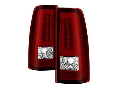 Light Bar Style LED Tail Lights; Chrome Housing; Red Clear Lens (03-06 Silverado 1500 Fleetside)