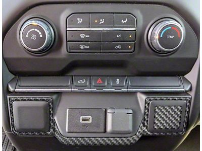 Lower Center Dash Accents; Domed Carbon Fiber (19-21 Silverado; 2022 Silverado 1500 LTD)