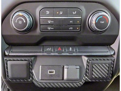 Lower Center Dash Accents; Domed Carbon Fiber (19-24 Silverado 1500)