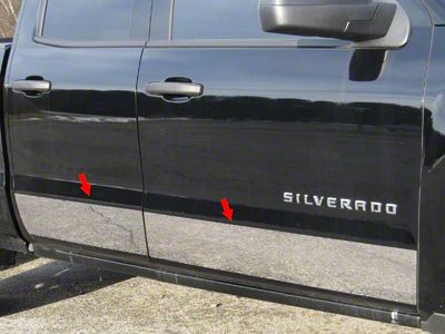 Lower Door Panel Trim; Stainless Steel (14-18 Silverado 1500 Double Cab w/o Factory Molding)