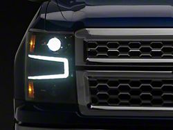 AlphaRex LUXX-Series LED Projector Headlights; Alpha Black Housing; Clear Lens (14-15 Silverado 1500)