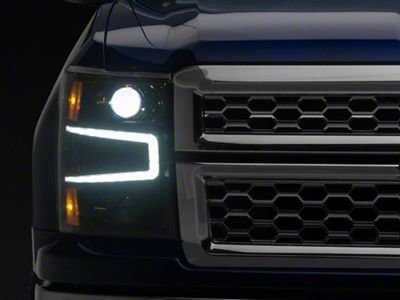 AlphaRex LUXX-Series LED Projector Headlights; Alpha Black Housing; Clear Lens (14-15 Silverado 1500)
