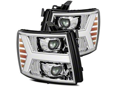 AlphaRex LUXX-Series LED Projector Headlights; Chrome Housing; Clear Lens (07-13 Silverado 1500)