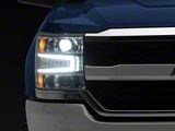 AlphaRex LUXX-Series LED Projector Headlights; Chrome Housing; Clear Lens (16-18 Silverado 1500 w/ Factory Halogen Turn Signals)