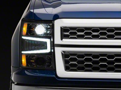 AlphaRex LUXX-Series LED Projector Headlights; Chrome Housing; Clear Lens (14-15 Silverado 1500)