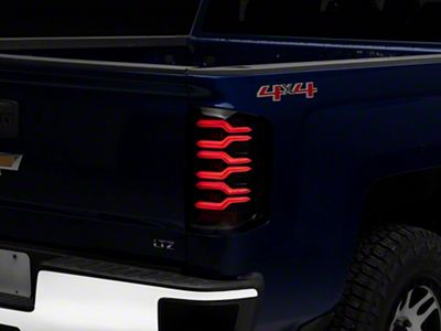 AlphaRex LUXX-Series LED Tail Lights; Alpha Black Housing; Clear Lens (14-18 Silverado 1500 w/ Factory Halogen Tail Lights)