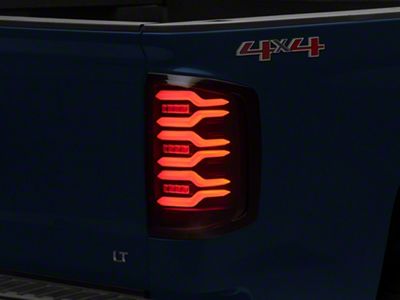 AlphaRex LUXX-Series LED Tail Lights; Black Housing; Clear Lens (16-18 Silverado 1500 w/ Factory Halogen Tail Lights)