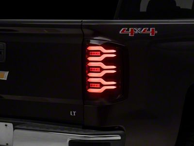 AlphaRex LUXX-Series LED Tail Lights; Black/Red Housing; Smoked Lens (16-18 Silverado 1500 w/ Factory Halogen Tail Lights)
