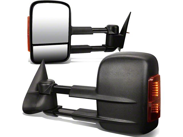 Manual Towing Mirrors with Amber Turn Signals; Black (99-06 Silverado 1500)