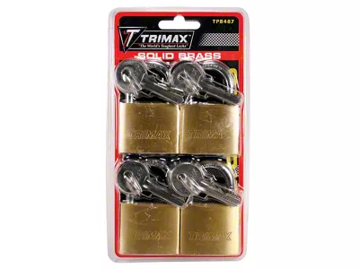 Marine Grade Solid Brass Body Padlocks; 7/8-Inch x 1/4-Inch Shackle; 4-Pack