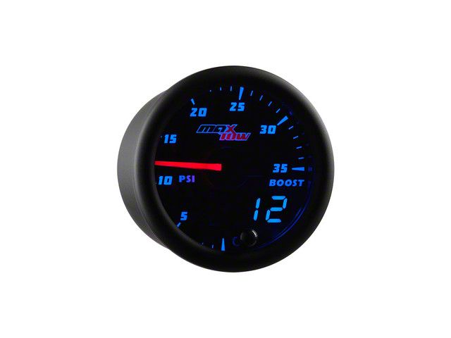 MaxTow 35 PSI Boost Gauge; Black and Blue (Universal; Some Adaptation May Be Required)