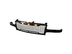 Mesh Upper Replacement Grille with Amber LED Lights; Gloss Black (99-02 Silverado 1500)