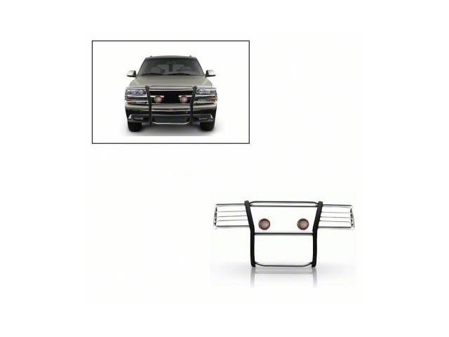 Modular Grille Guard with 5.30-Inch Red Round Flood LED Lights; Stainless Steel (99-02 Silverado 1500)