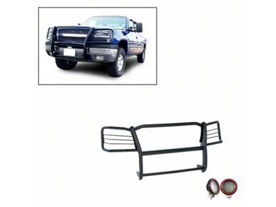 Modular Grille Guard with 5.30-Inch Red Round Flood LED Lights; Black (03-06 Silverado 1500)
