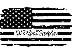 Moonroof Tattered We The People Flag Decal; Matte Black (99-24 Silverado 1500)