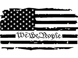 Moonroof Tattered We The People Flag Decal; Matte Black (99-24 Silverado 1500)