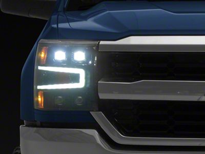 AlphaRex NOVA-Series LED Projector Headlights; Alpha Black Housing; Clear Lens (16-18 Silverado 1500 w/ Factory Halogen Turn Signals)