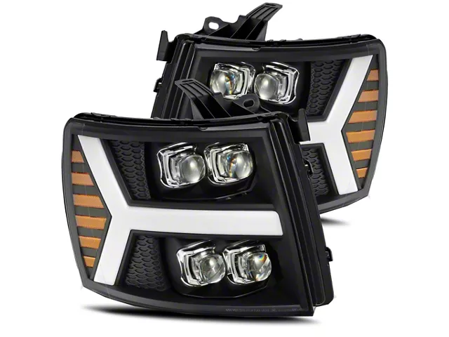 AlphaRex NOVA-Series LED Projector Headlights; Black Housing; Clear Lens (07-13 Silverado 1500)