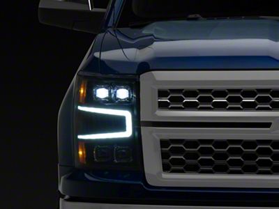 AlphaRex NOVA-Series LED Projector Headlights; Black Housing; Clear Lens (14-15 Silverado 1500)