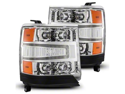 AlphaRex NOVA-Series LED Projector Headlights; Chrome Housing; Clear Lens (16-18 Silverado 1500 w/ Factory Halogen Turn Signals)