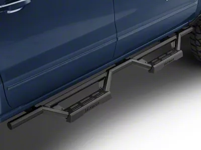 Octagon Tube Drop Style Nerf Side Step Bars; Black (07-18 Silverado 1500 Crew Cab)