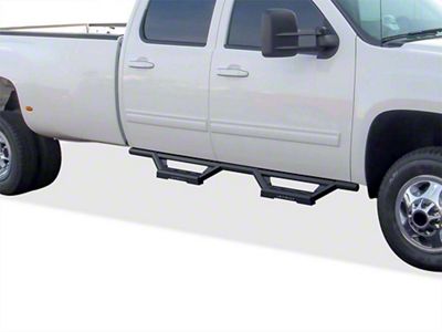 Octagon Tube Drop Style Nerf Side Step Bars; Black (04-06 Silverado 1500 Crew Cab)