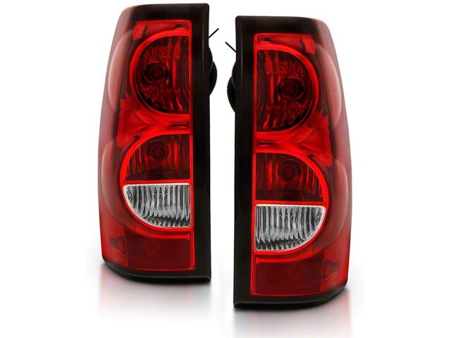 OE Replacement Tail Lights with Black Trim; Chrome Housing; Red/Clear Lens (03-06 Silverado 1500 Fleetside)