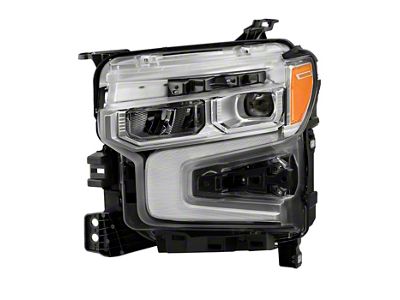 OE Style Full LED Headlight with Amber LED DRL Headlight; Chrome Housing; Clear Lens; Driver Side (22-25 Silverado 1500 LT, RST Non-Rally Edition)