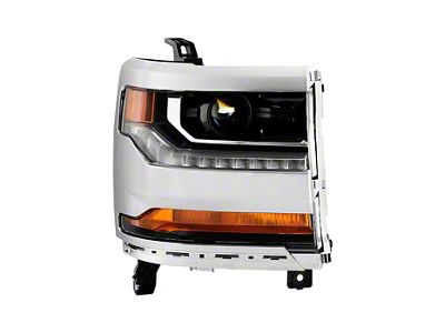 OE Style Headlight; Chrome Housing; Clear Lens; Passenger Side (16-18 Silverado 1500 w/ Factory HID Headlights)
