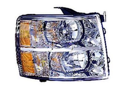 CAPA Replacement Headlight; Chrome Housing; Clear Lens; Passenger Side (07-13 Silverado 1500)