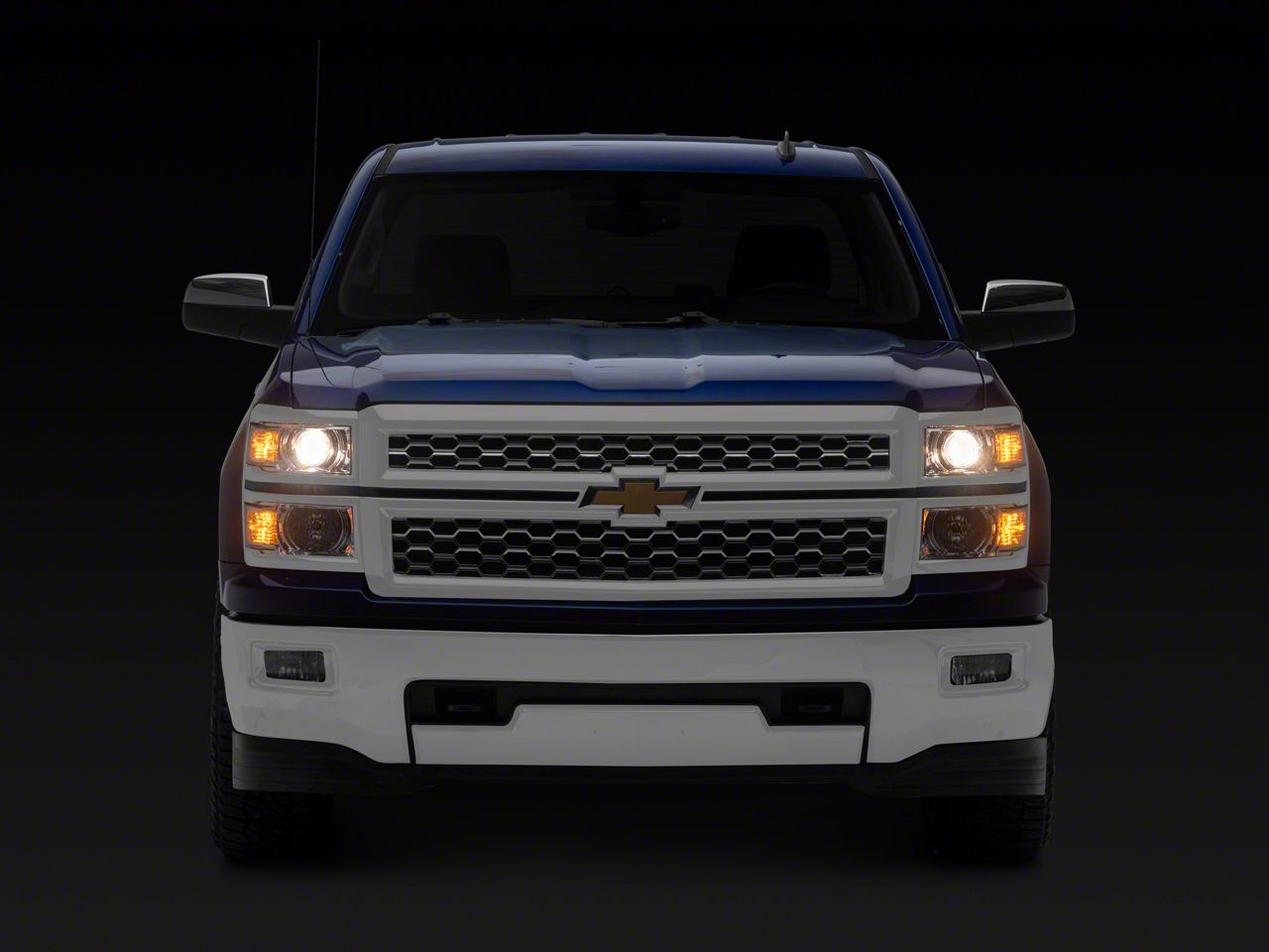 Silverado 1500 LED Bar Projector Style Headlights with Black Trim; White Housing; Clear Lens (14