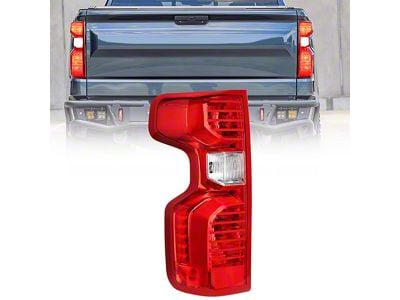 OE Style Tail Light; Chrome Housing; Red Lens; Driver Side (19-23 Silverado 1500 w/ Factory Halogen Tail Lights)