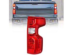 OE Style Tail Light; Chrome Housing; Red Lens; Passenger Side (19-23 Silverado 1500 w/ Factory Halogen Tail Lights)
