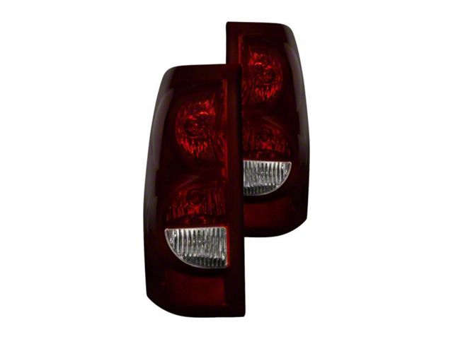OE Style Tail Lights; Chrome Housing; Dark Red Lens (03-06 Silverado 1500)