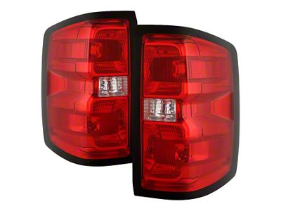 OE Style Tail Lights; Chrome Housing; Red/Clear Lens (14-18 Silverado 1500 w/ Factory Halogen Tail Lights)