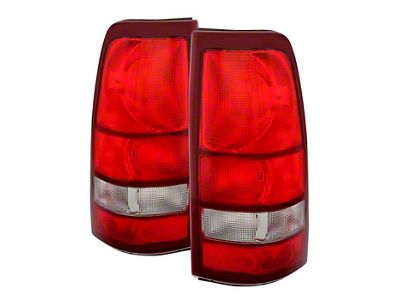 OE Style Tail Lights; Chrome Housing; Red Clear Lens (99-02 Silverado 1500 Fleetside)