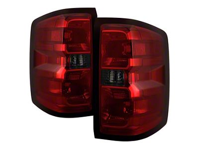 OE Style Tail Lights; Chrome Housing; Red Lens (14-18 Silverado 1500 w/ Factory Halogen Tail Lights)