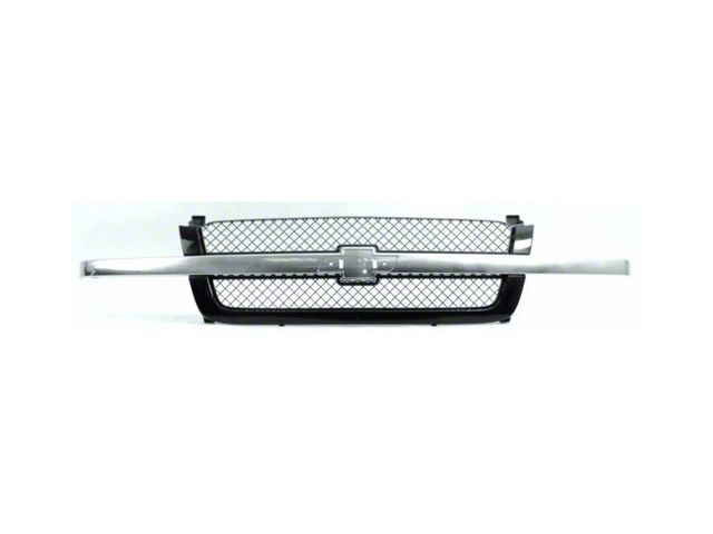 OE Style Upper Replacement Grille; Chrome/Gray (03-06 Silverado 1500)