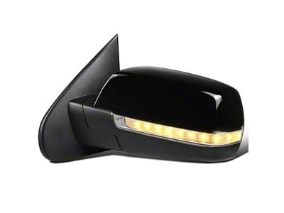 OE Style Side Mirror with LED Puddle Light and Turn Signal; Glossy Black; Driver Side (14-18 Silverado 1500)