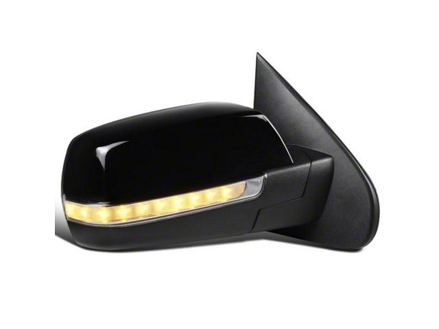 OE Style Side Mirror with LED Puddle Light and Turn Signal; Glossy Black; Passenger Side (14-18 Silverado 1500)