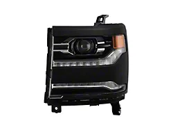 OEM Style Headlight with Black Trim; Driver Side; Black Housing; Clear Lens (16-18 Silverado 1500 w/ Factory LED Headlights)