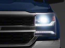 OEM Style Headlight with Black Trim; Driver Side; Black Housing; Clear Lens (16-18 Silverado 1500 w/ Factory LED Headlights)