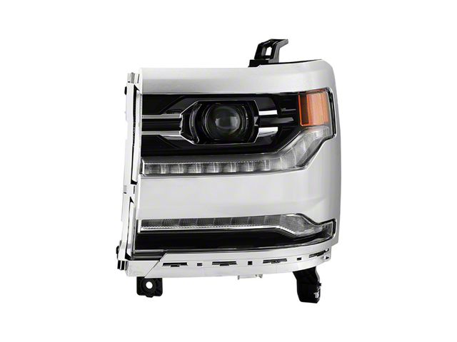 OEM Style Headlight with Chrome Trim; Driver Side; Black Housing; Clear Lens (16-18 Silverado 1500 w/ Factory LED Headlights)