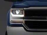 OEM Style Headlight with Chrome Trim; Driver Side; Black Housing; Clear Lens (16-18 Silverado 1500 w/ Factory LED Headlights)