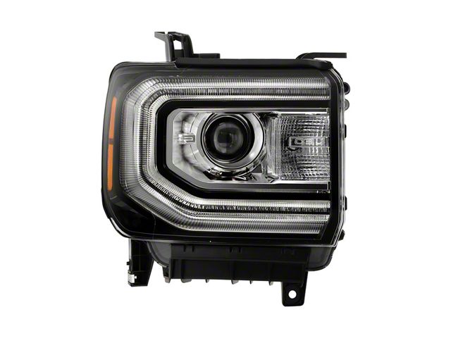 OEM Style Projector Headlight with LED DRL; Black Housing; Clear Lens; Passenger Side (16-18 Silverado 1500 w/ Factory HID Headlights)