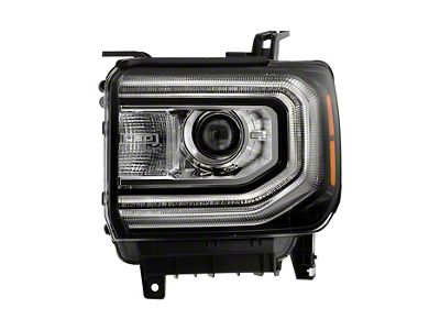OEM Style Projector Headlight with LED DRL; Black Housing; Clear Lens; Driver Side (16-18 Silverado 1500 w/ Factory HID Headlights)