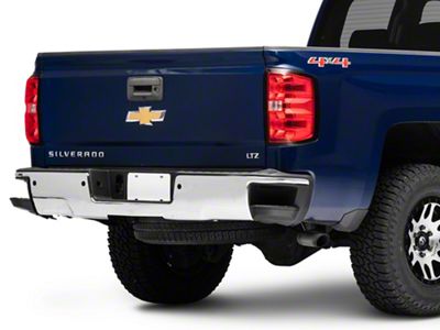 OEM Style Steel Rear Bumper; Pre-Drilled for Backup Sensors; Chrome (14-18 Silverado 1500)