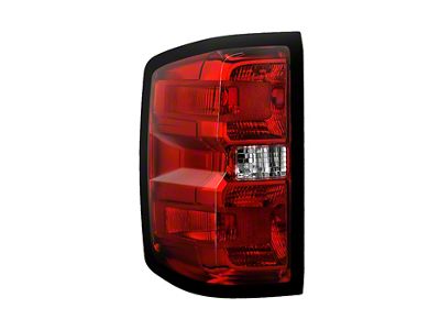 OEM Style Tail Light; Black Housing; Red/Clear Lens; Driver Side (14-18 Silverado 1500 w/ Factory Halogen Tail Lights)